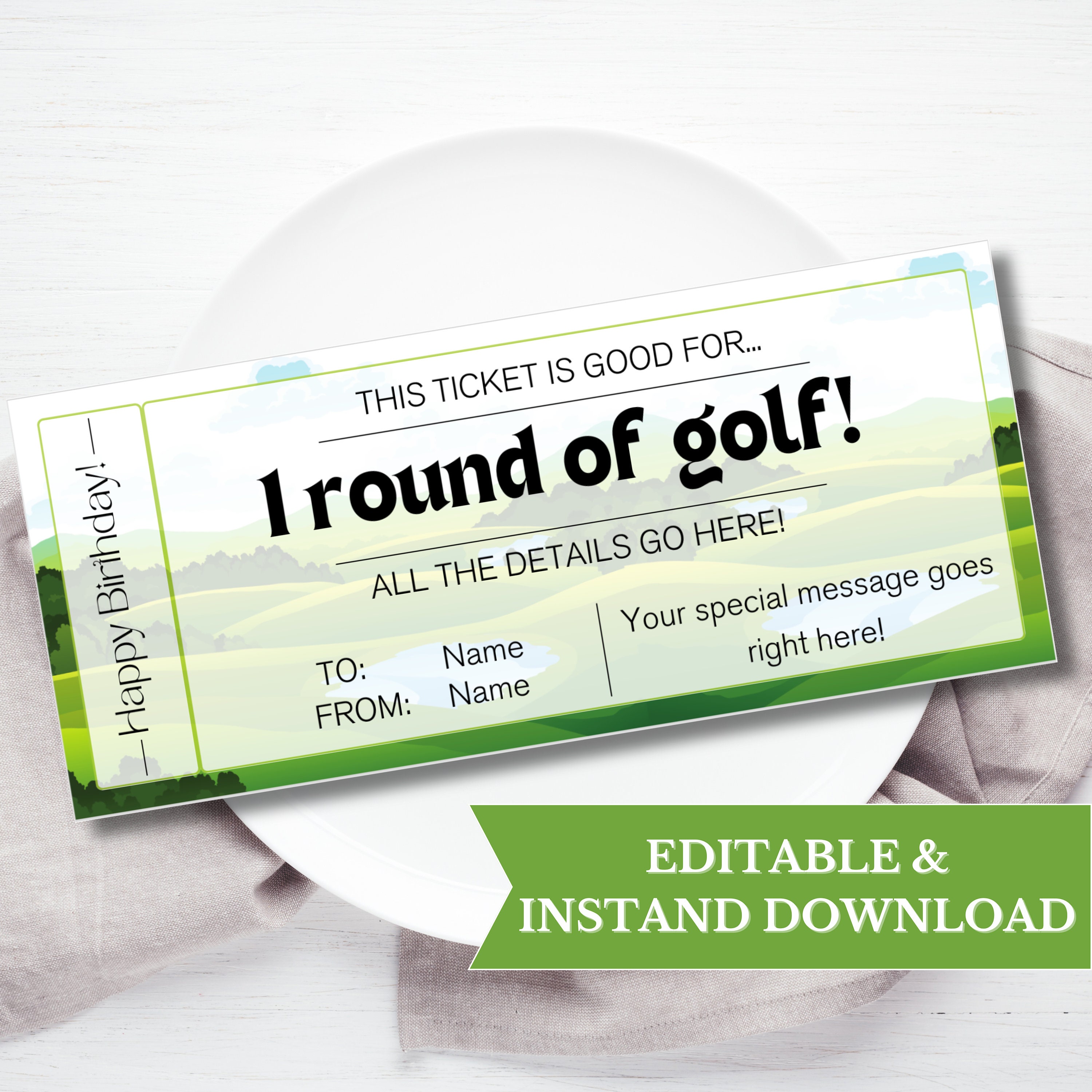 Editable Surprise Golf Gift Certificate Template, Dad Golf Gift Editable Surprise Golf Gift Certificate Template, Dad Golf Gift