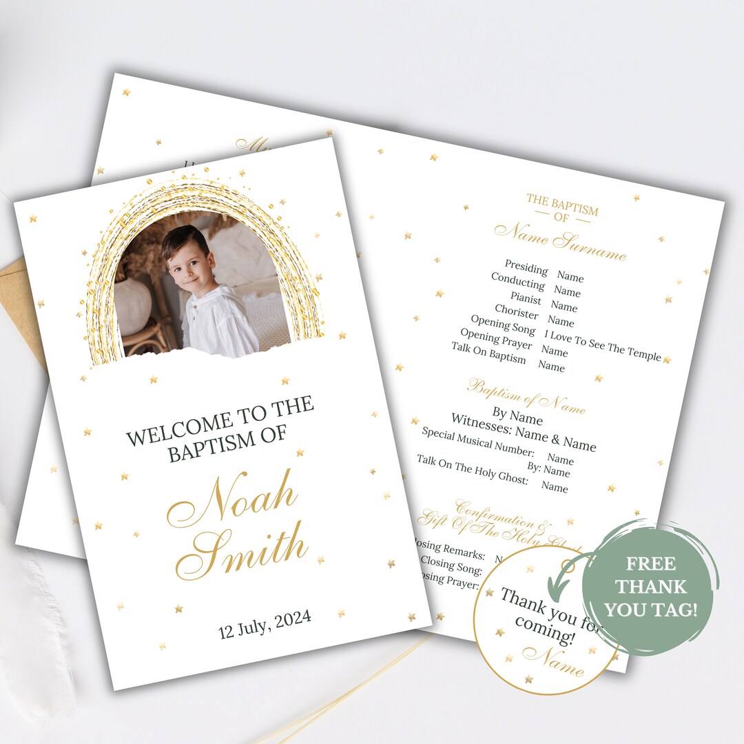 LDS Baptism Program Template Editable, Printable LDS Church Baptism ...