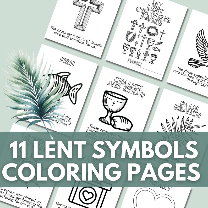 Lent Symbols Coloring Pages for Kids, Printable Lenten Season Activity ...