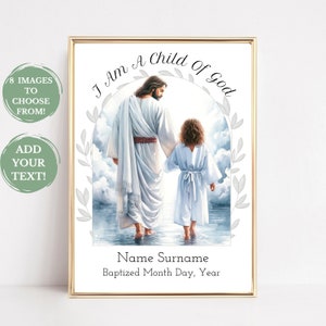 Stampa di battesimo con nome e data personalizzati, Regalo di battesimo LDS per ragazzo, Stampa Sono un figlio di Dio, Vieni e seguimi gioventù, Segno di cammino per fede BG07 2