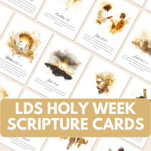 Tarjetas de las Escrituras de la Semana Santa de los 12 días hasta la Pascua, Expiación y resurrección de Cristo, Don de ministración misional primaria Lecciones de las Mujeres Jóvenes PB4E
