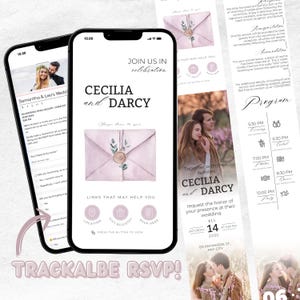 Customizable Digital Wedding Invitation, Online Clickable RSVP Form, Web Canva Mobile Wedding Invie with RSVP, Map, Gift Registry Links WI27