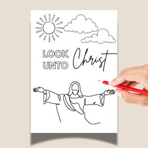 LDS Youth Coloring Page, 2025 &quot;Look Unto Christ&quot; Theme, YW, Sunday School, Primary Activity Idea, Christian Printable Wall Art Gift YTC01-10
