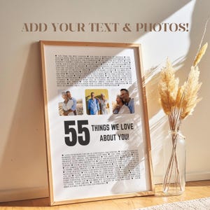 55th Birthday Gift Photo Collage Poster 55 Things We Love About You, Dad Birthday Gift Unique, 55th Birthday Ideas, 55th Anniversary P87
