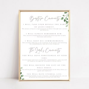 Stampa dei patti battesimali LDS - Arte murale religiosa, promesse battesimali, regalo per il battesimo dei bambini LDS, arazzo spirituale, arte delle Scritture BC3