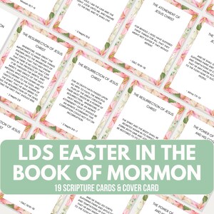 Tarjetas de estudio imprimibles de Pascua en el Libro de Mormón, regalo misional o de ministración de Pascua, tarjetas con historias de la Primaria, descarga instantánea EBM1