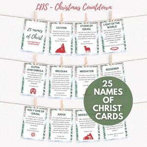 LDS Advent Christmas Countdown 25 Names of God Cards, LDS Christmas ...