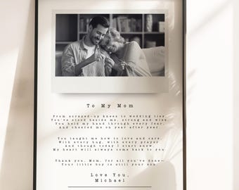 Mother of the Groom Gift from Son, Custom Polaroid Frame, Editable Canva Template, Wedding Photo Keepsake Gift, Printable Gift for Mom P508