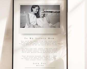 Mother of the Bride Gift from Daughter, Custom Polaroid Picture Frame, Editable Canva Wedding Keepsake, Printable Gift for Mom P506