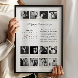 Modello di collage fotografico Polaroid personalizzato, regalo per il primo anniversario di matrimonio per coppie, ricordo del primo anno per marito o moglie fidanzata P191