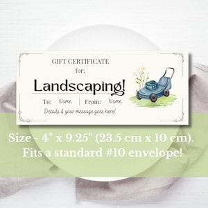 Landscaping Gift Voucher Printable, Lanscaper Gift Certificate Template ...
