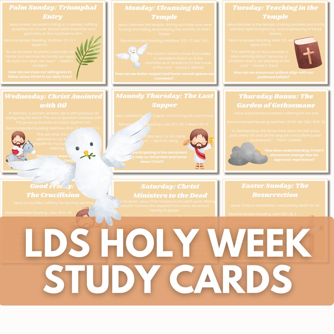 LDS Holy Week Study Cards for Kids, Printable Easter Story, LDS Easter ...