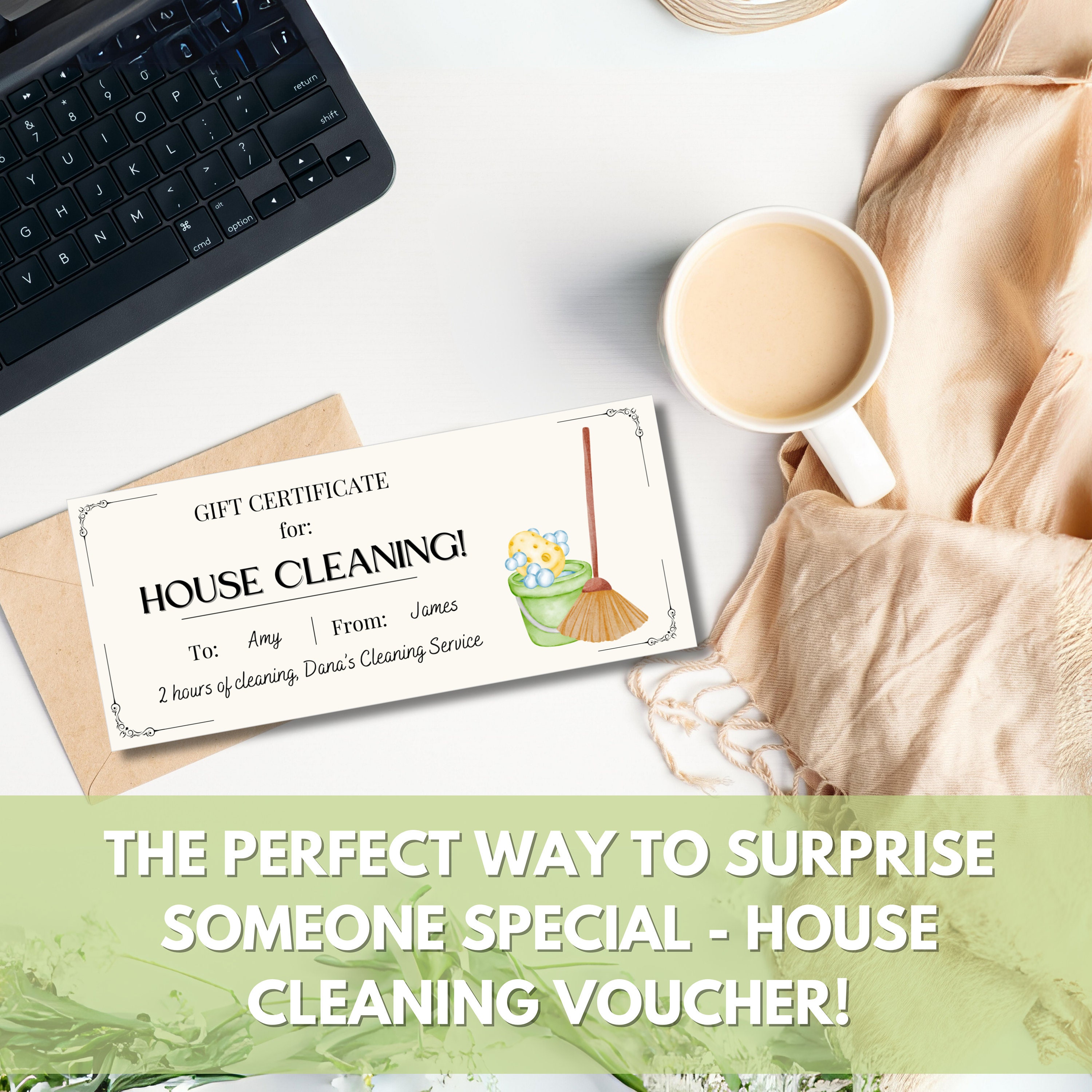 House Cleaning Gift Certificate Template, New Mom Gift Voucher