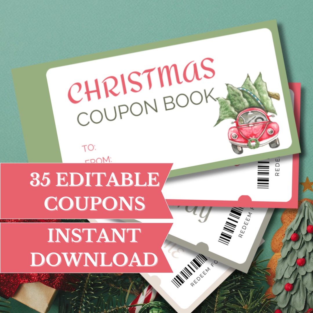 Christmas Custom Coupon Book Template, Editable Coupon Book, Coupon