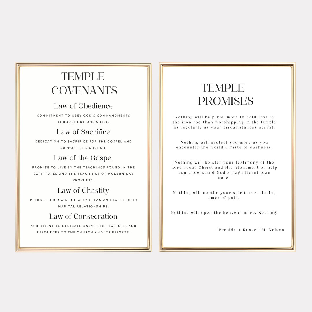 LDS Printable Temple Endowment Covenants and Temple Promises, Book of ...