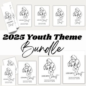 2025 LDS Jugend-Thema Mega Bundle, Poster, Postkarten, Lesezeichen, "Blick Unto Christ" D & C 6:36, Junge Frauen YW Thema Geschenk Wohnkultur YWB02