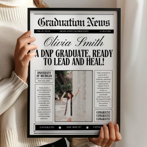 DNP Graduation Gift, Editable Newspaper Poster for Doctor of Nursing Practice, DNP Nurse Graduation Party Decor, Canva Template Print NP14-2