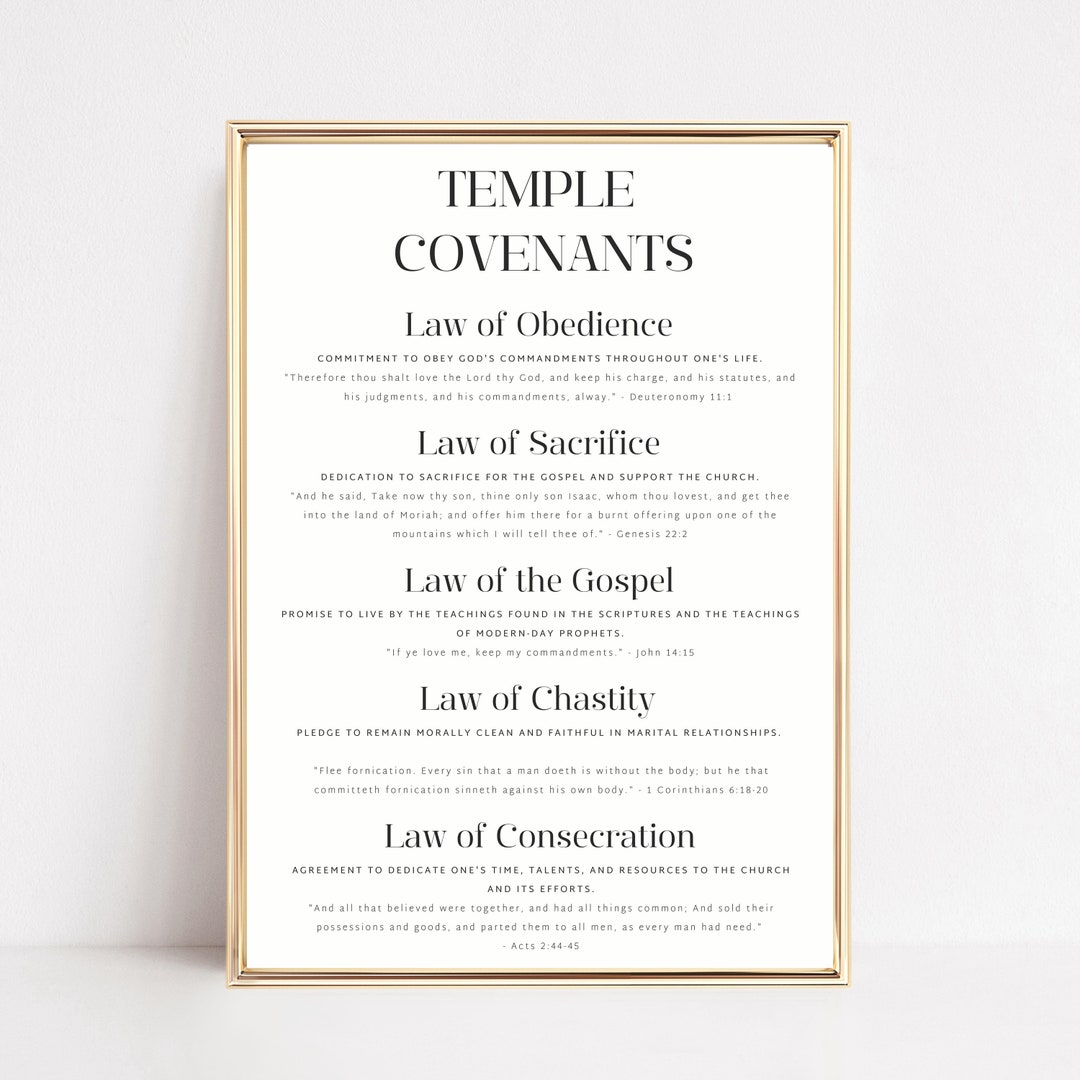 LDS Temple Covenants Print, Temple Covenants Art Poster, LDS Missionary ...