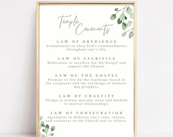 LDS Temple Covenant Print: Spiritual Wall Art, Temple Promises, Mormon Temple Gifts, LDS Wall Art Poster, LDS Missionary Gift TC3