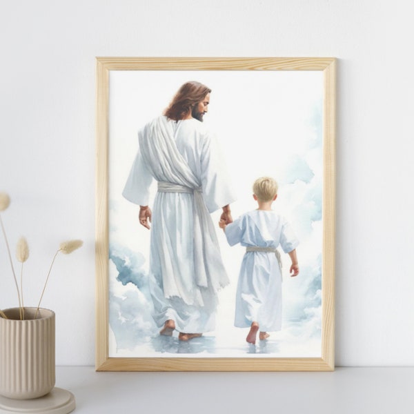 Jesus With A Blond Boy Print, LDS Baptism Gift Boy, LDS Wall Art Printable, LDS Home Decor, Come Follow Me, I Am A Child Of God I27