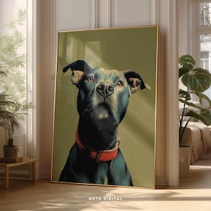 Pitbull druckbares Geschenk Wand Kunst Poster – Mid Century Modern Hunde Illustration – Vintage Haustier Dekor