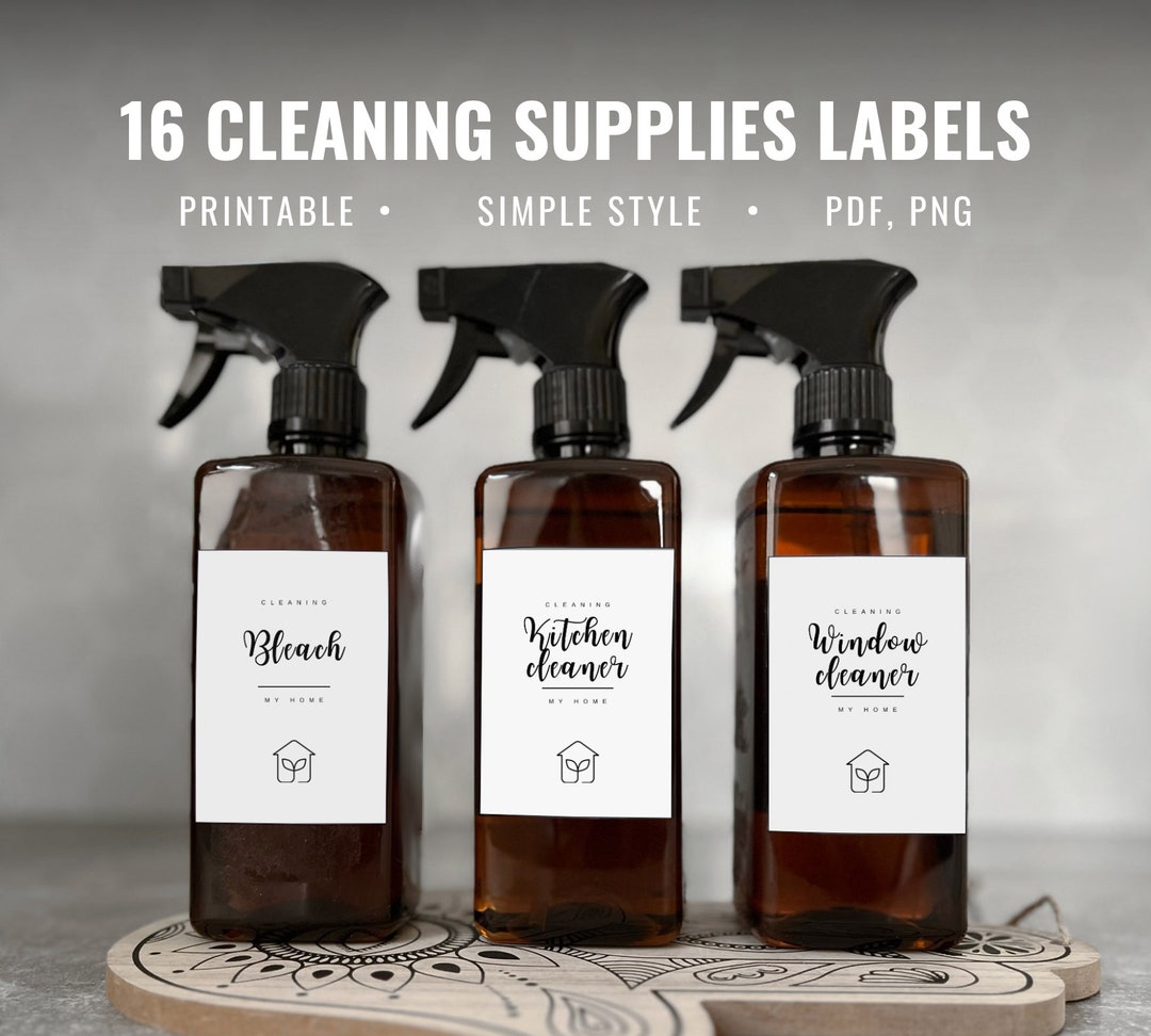 Printable Cleaning Supplies Labels 16 Minimalist Label Etsy