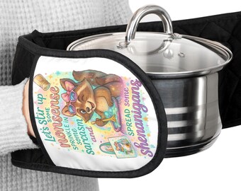 Funny Glitter Raccoon Oven Mitts: Whimsical Kitchen Baking Gift
