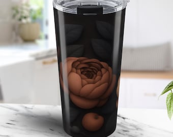 Moody Floral Tumbler, 20oz Stainless Steel Insulated Cup, Dark Aesthetic Flower Travel Mug, Gothic Gift for Her or Office Use
