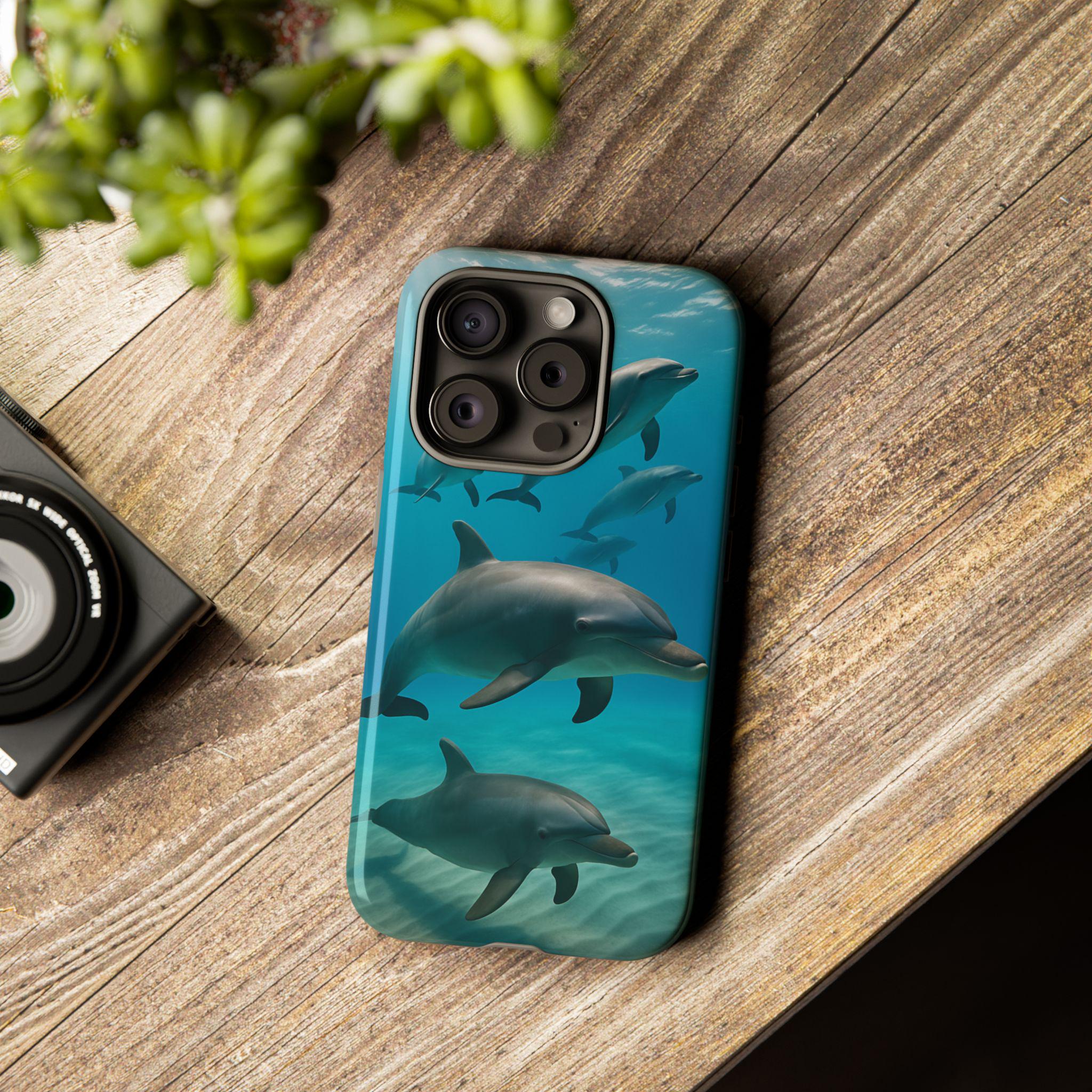 イルカオーシャン iPhoneケース（15、16、17モデル対応）、水中の海の