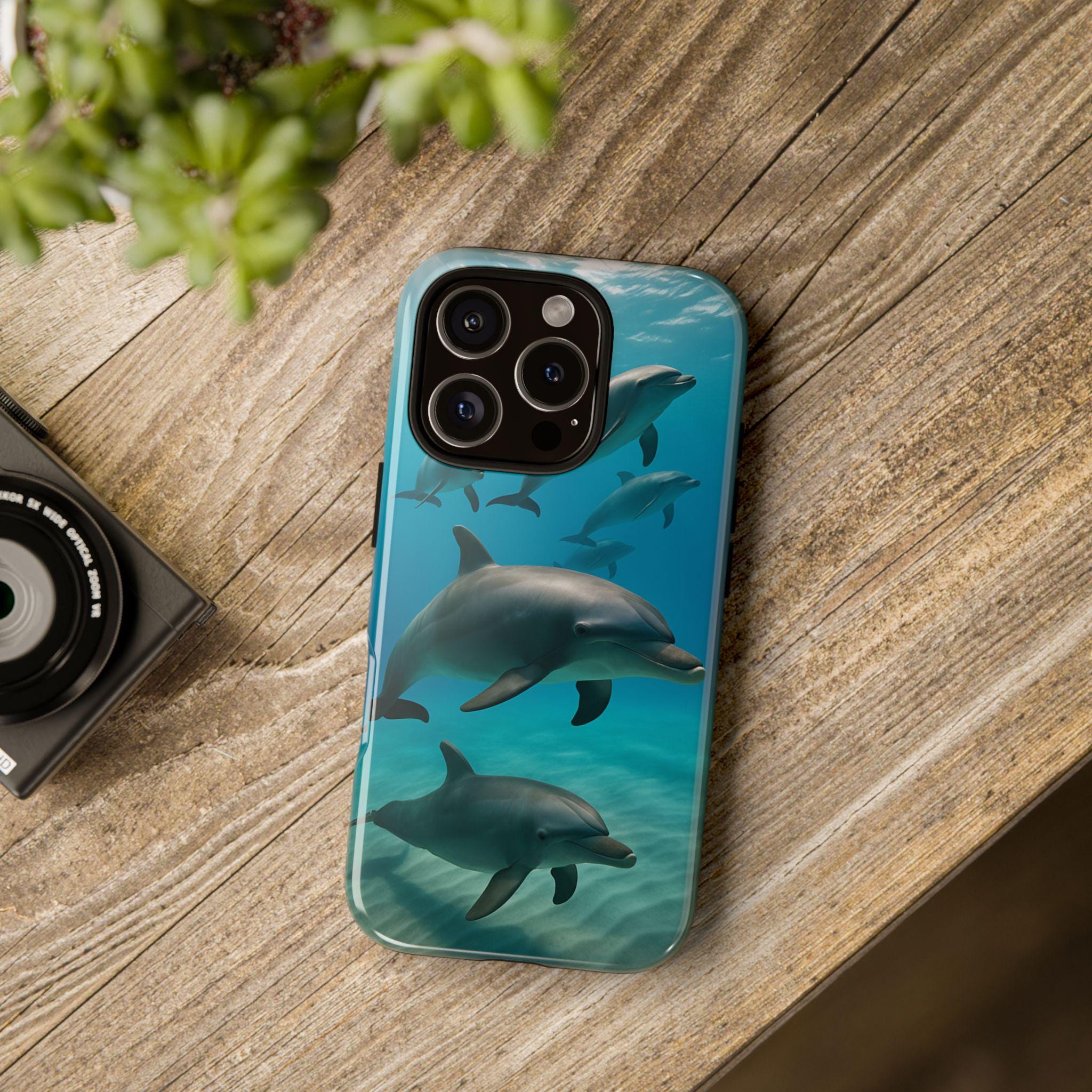 イルカオーシャン iPhoneケース（15、16、17モデル対応）、水中の海の