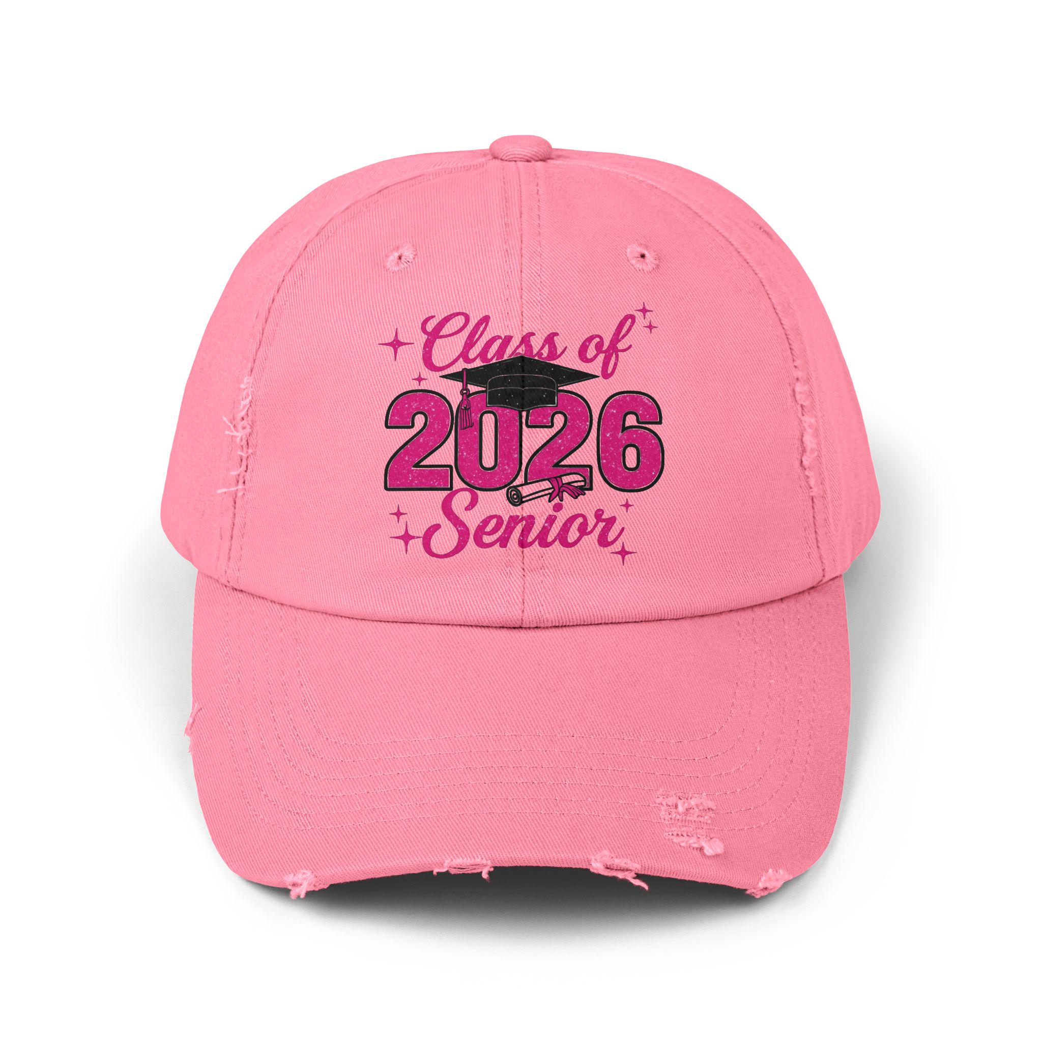 Senior 2026 Distressed Cap, Vintage Graduation Hat, Trendy  display picture 1