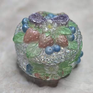 Handmade Diamond Strawberry Resin Trinket Jar: Sparkling Keepsake Box