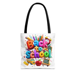 fourre-tout pour la rentrée scolaire | Fourre-tout coloré recto-verso pour professeur | Conception 3D de fournitures scolaires | Cadeau de remerciement pour le personnel