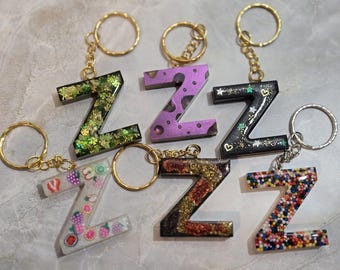 Letter Z Resin Keychain Collection | Personalized Initial Keychain