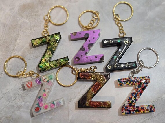 Letter Z Resin Keychain Collection | Personalized Initial Keychain