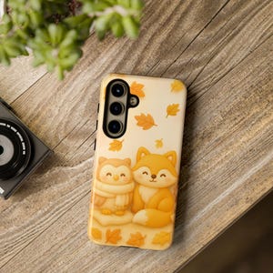 Fox & Owl Fall Samsung or Pixel Case, Cute Woodland Animal Autumn Phone Cover, Cozy Forest Tech Gift