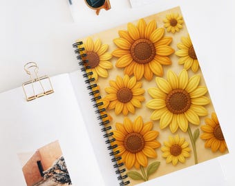 Sunflower Spiral Notebook - Ruled Line, Inspirational Journal, Vintage Flower Stationery, Gift for Nature Lovers, Back to School [...]