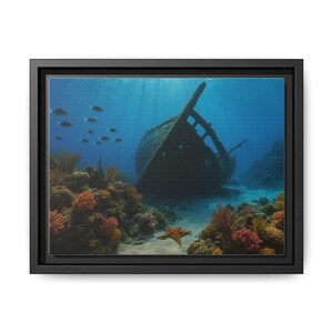 Sunken Ship Canvas Print: Coastal Coral Reef Wall Art