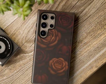 Stimmungsvolle Blumen Handyhülle, Samsung Galaxy S24/S25 & Pixel 8/9 Hülle | Dunkles ästhetisches Blumengeschenk | Gothic Handy Accessoire für Sie