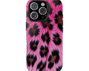 Hot Pink Leopard Print Phone Case, Glossy Y2K Animal Print Accessory