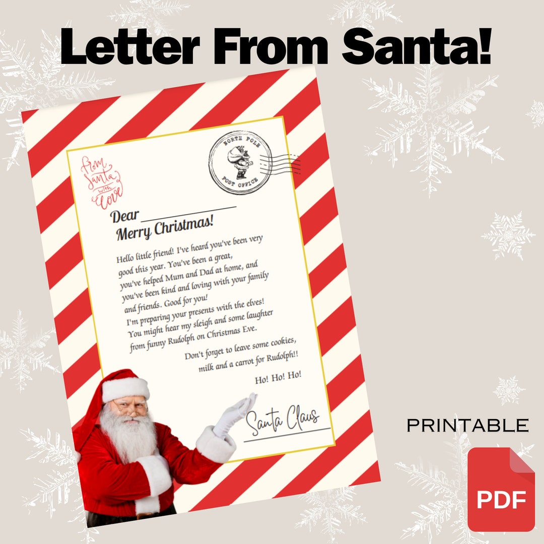Letter From Santa Claus Printable PDF - Etsy