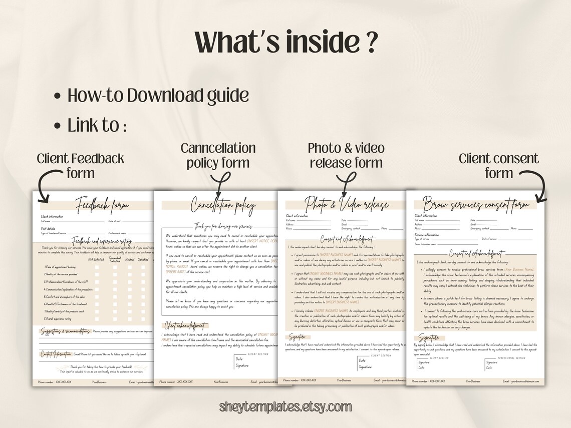 Editable Brow Template Bundle Canva Forms for Brow Techs