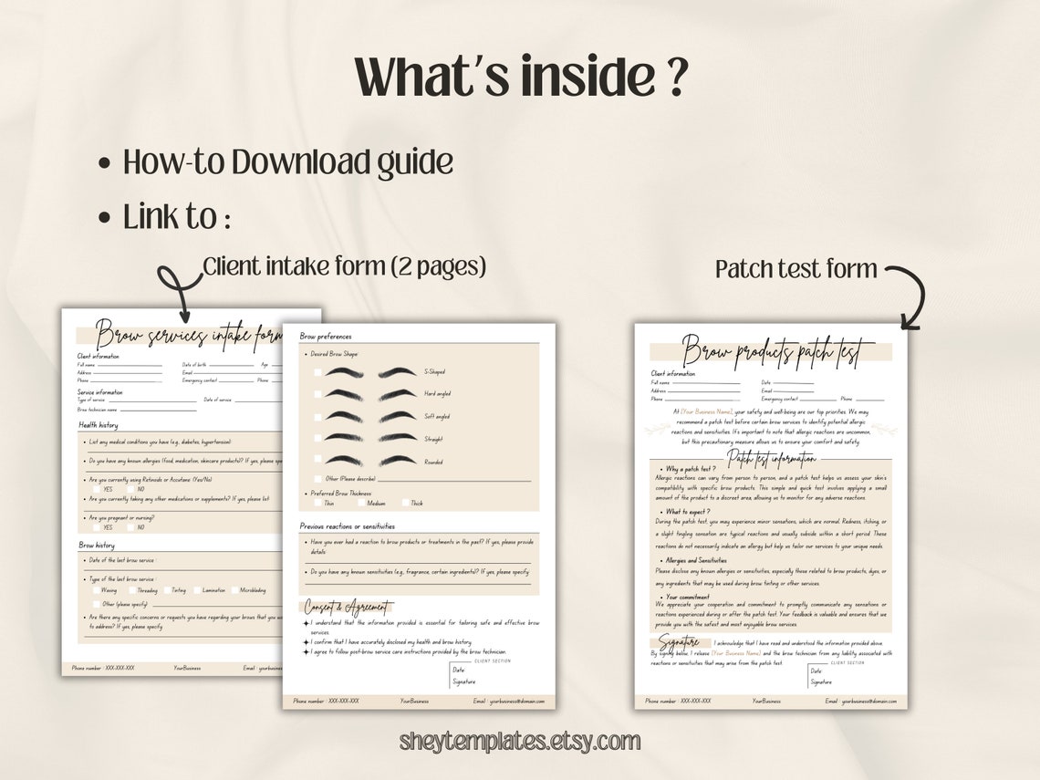 Editable Brow Template Bundle Canva Forms for Brow Techs
