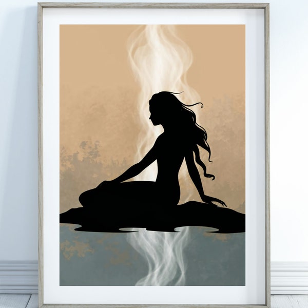 Mystical Mermaid Elegant Ocean Wall Art Beautiful Handcrafted Silhouette Print Enchanting Home Decor Dive into Fantasy Stunning Magical Love