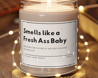 Smells like a Fresh Ass Baby Candle, Funny Gift for Parents, Gift for New Parents, Gift for her, Postpartum Gift
