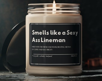 Huele como una vela de liniero de culo sexy, regalo divertido para liniero, regalo para marido, regalo para novio