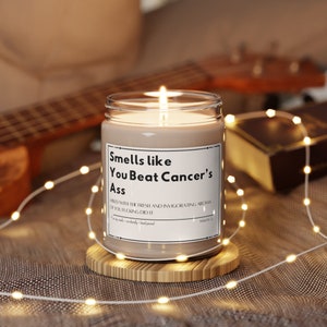 Smells like You Beat Cancer's Ass Candle, Remission Gift, Fuck Cancer Gift image 4