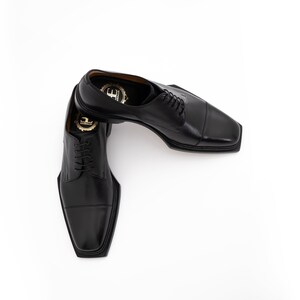 LUXURY MEN'S Shoes, Combination Calfskin and Nappa Leather, Imported From Italy. Square Front, Cap Toe image 2