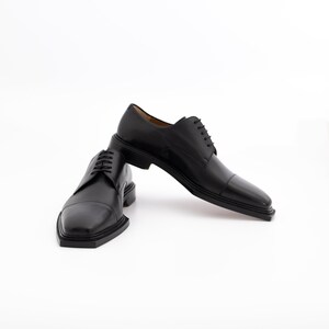 LUXURY MEN'S Shoes, Combination Calfskin and Nappa Leather, Imported From Italy. Square Front, Cap Toe image 6