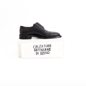 LUXURY MEN'S Shoes, Combination Calfskin and Nappa Leather, Imported From Italy. Square Front, Cap Toe image 4